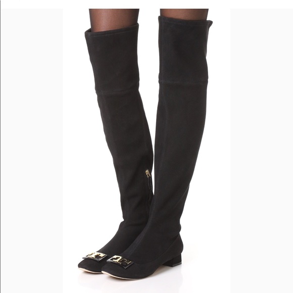 Tory Burch Over-The-Knee Stretch Suede Boots - Picture 1 of 16